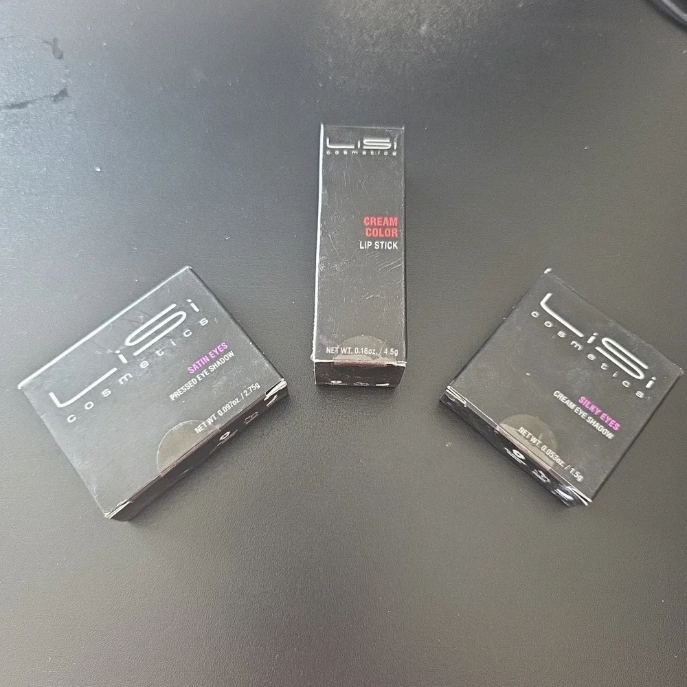 Bundle Of 3 LiSi Makeup Products: 1 Cream‎ & 1 Powder Eye Shadow & Lipstick-NIB
